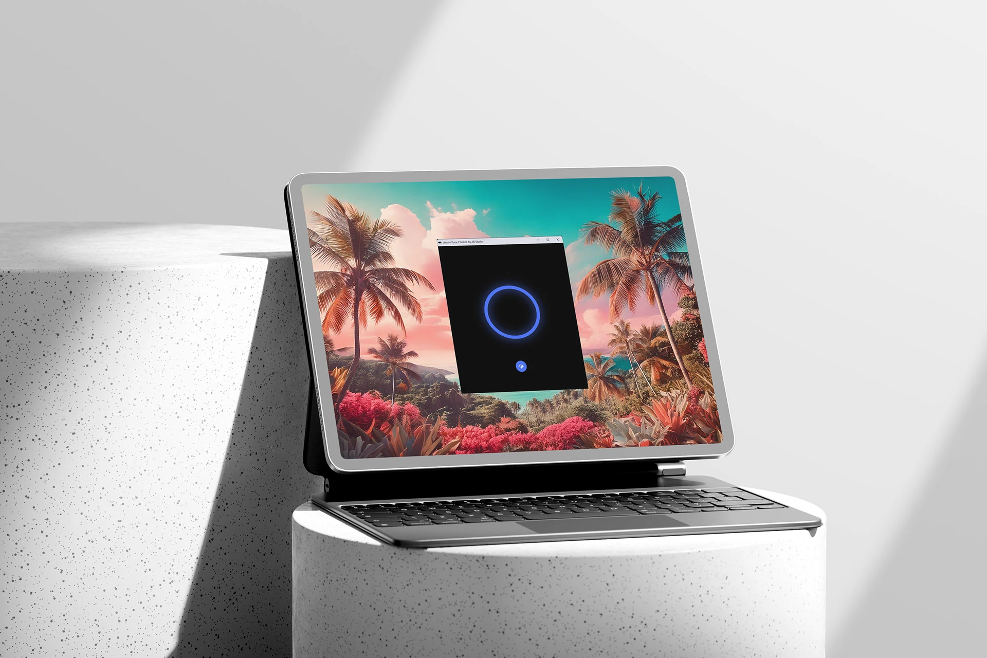 AI Voice Chatbot – iPad mockup by AB Studio